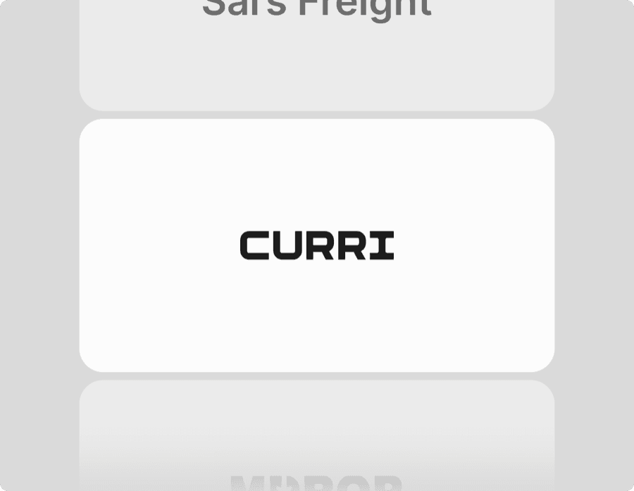 Curri carrier management — stacked carrier logo cells including Sal's Freight and Curri, showing how shippers bring their own negotiated carriers onto a single platform