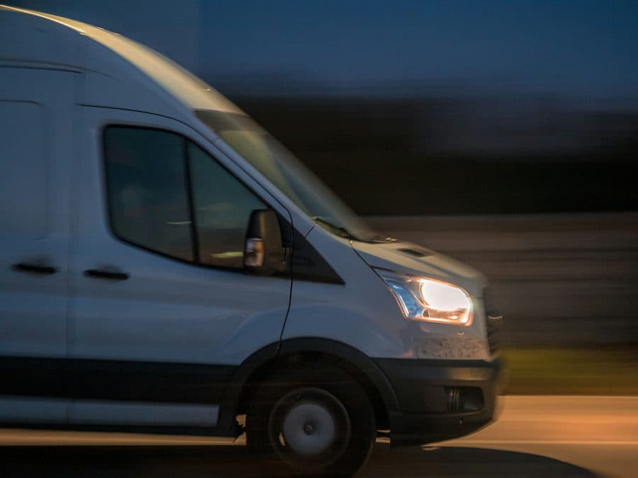 Curri carrier cargo van on a delivery route at dusk