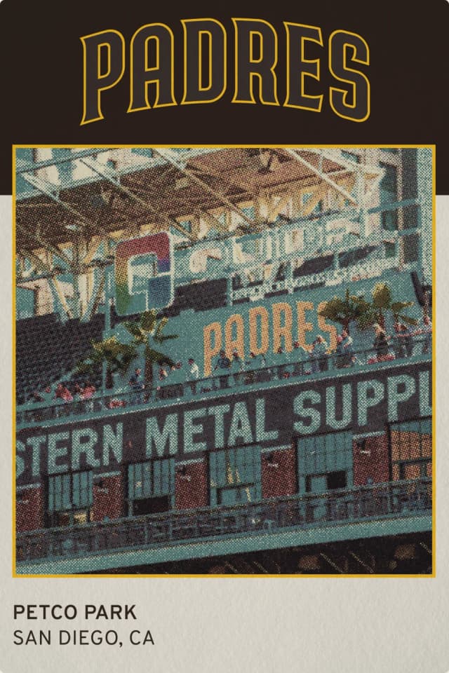 Baseball card: Petco Park, San Diego. The Western Metal Supply Co. building terrace.